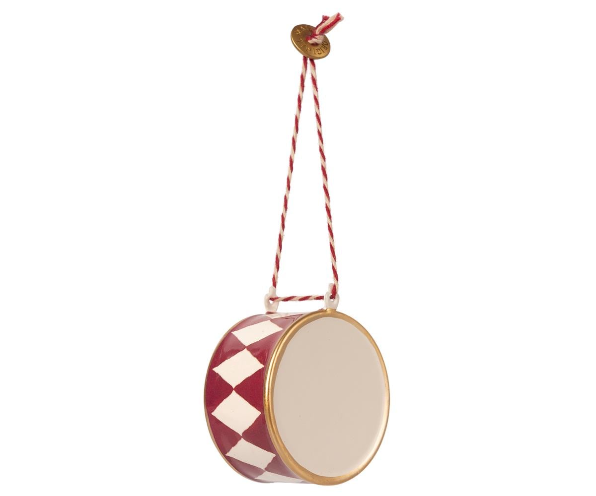 Metal Ornament Drum Red