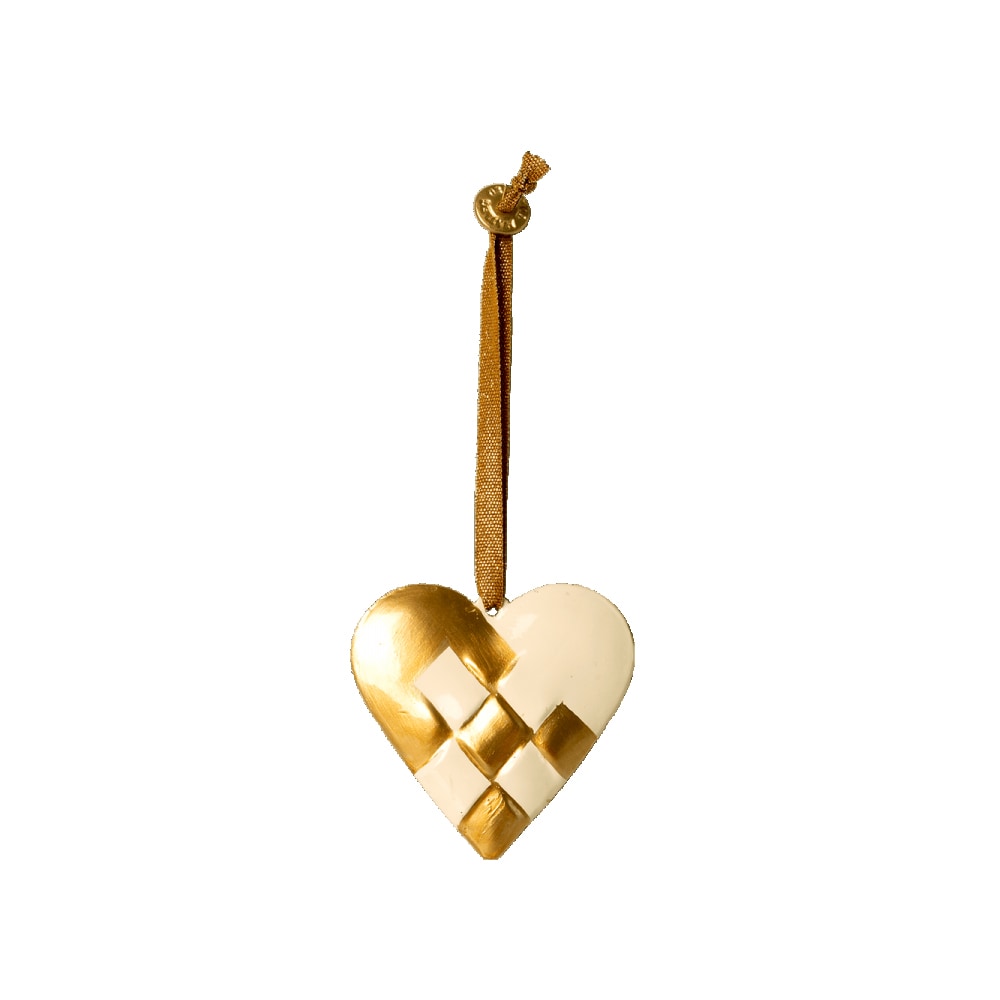 Metal Ornament Braided Heart Gold