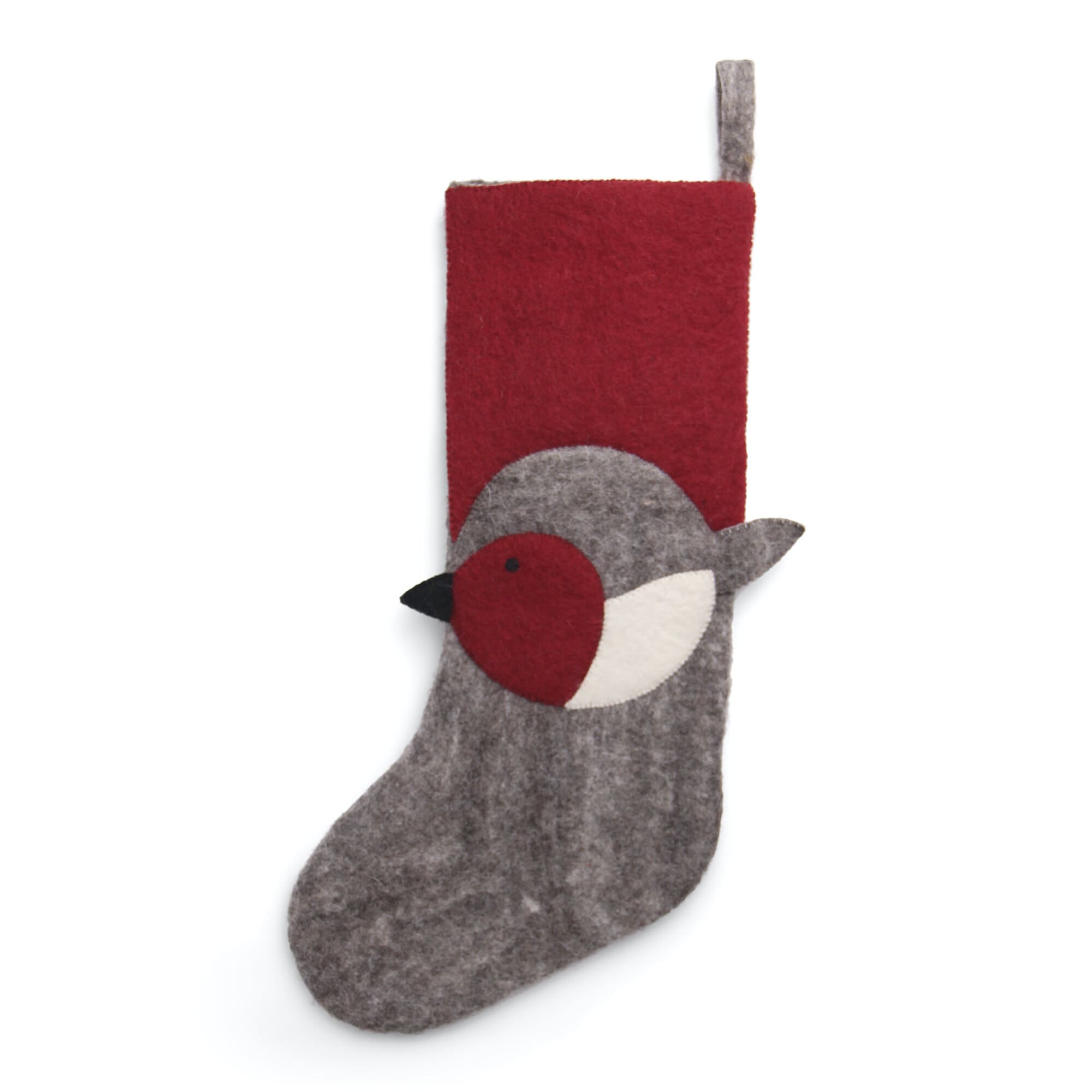 Christmas Stocking w. Bird Wool