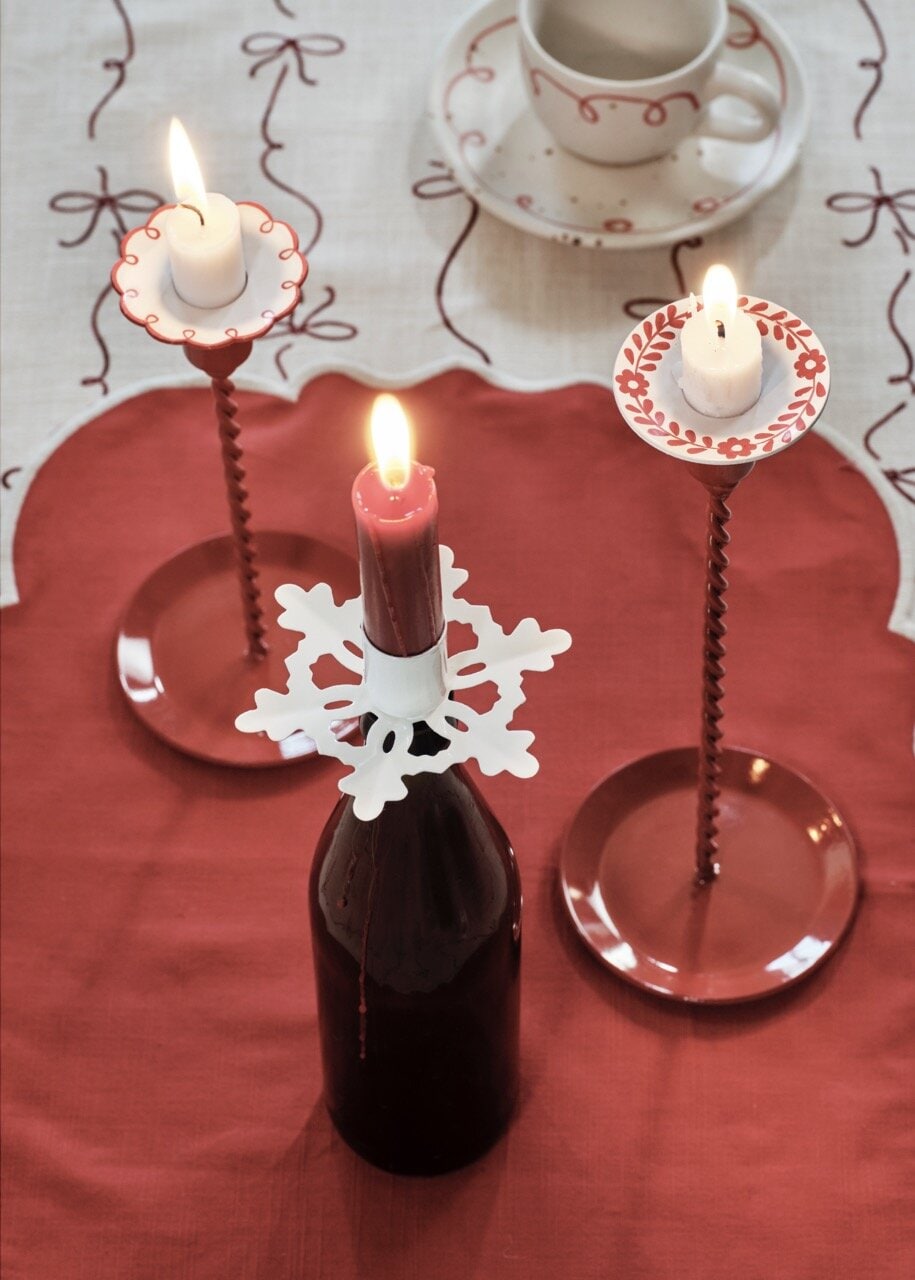 Candle Holder Estelle Red Low