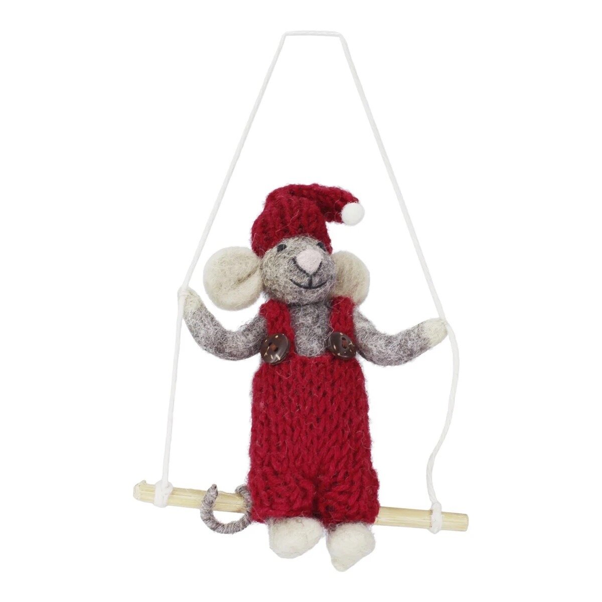 Grey Mouse w. Red Pants on Swing