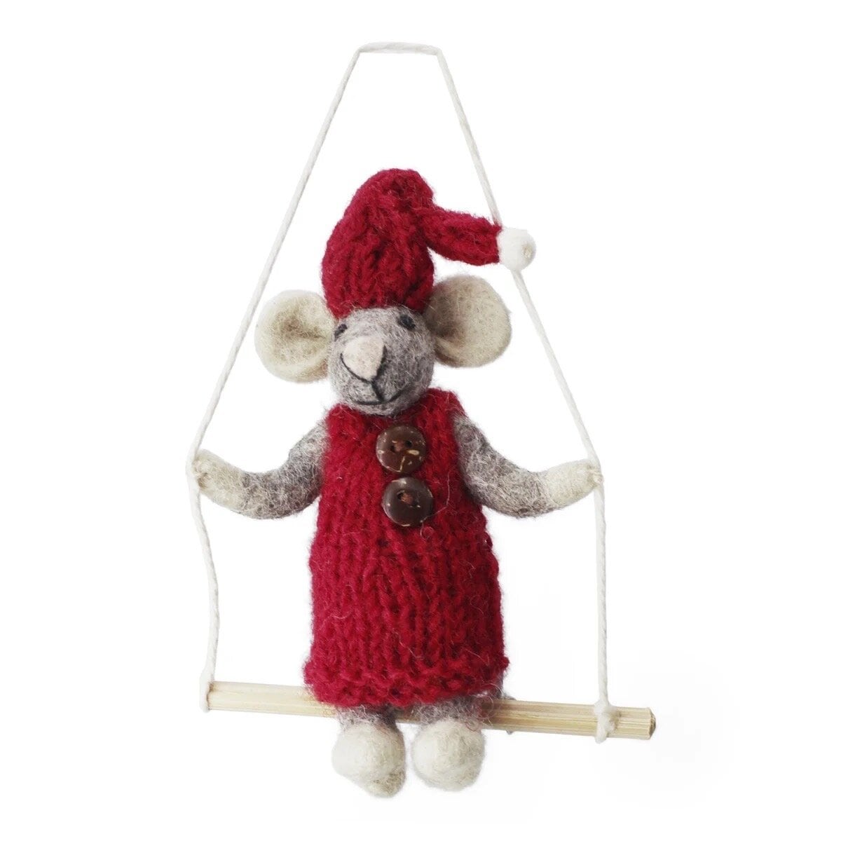 Grey Mouse w. Red Dress on Swing