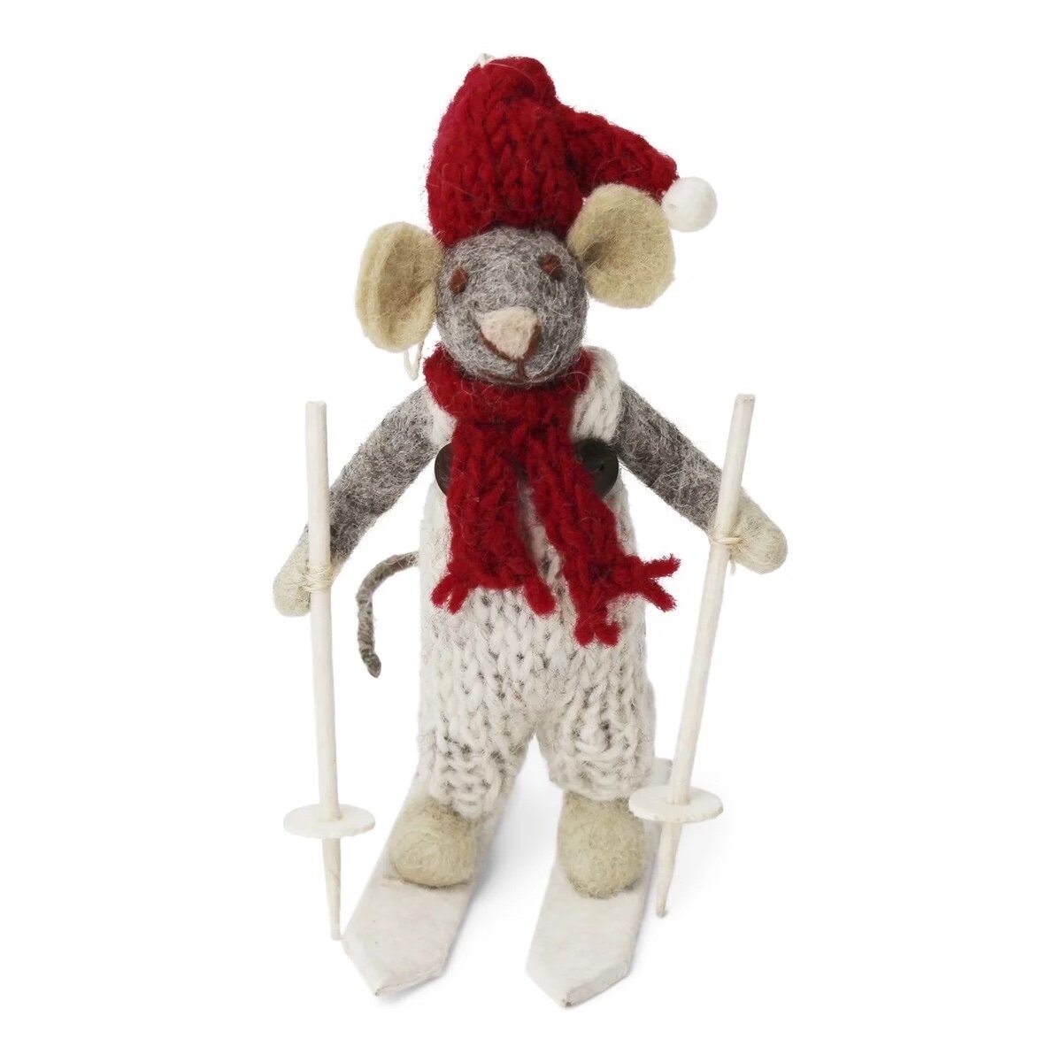 Grey Mouse w. White Pants on Skis