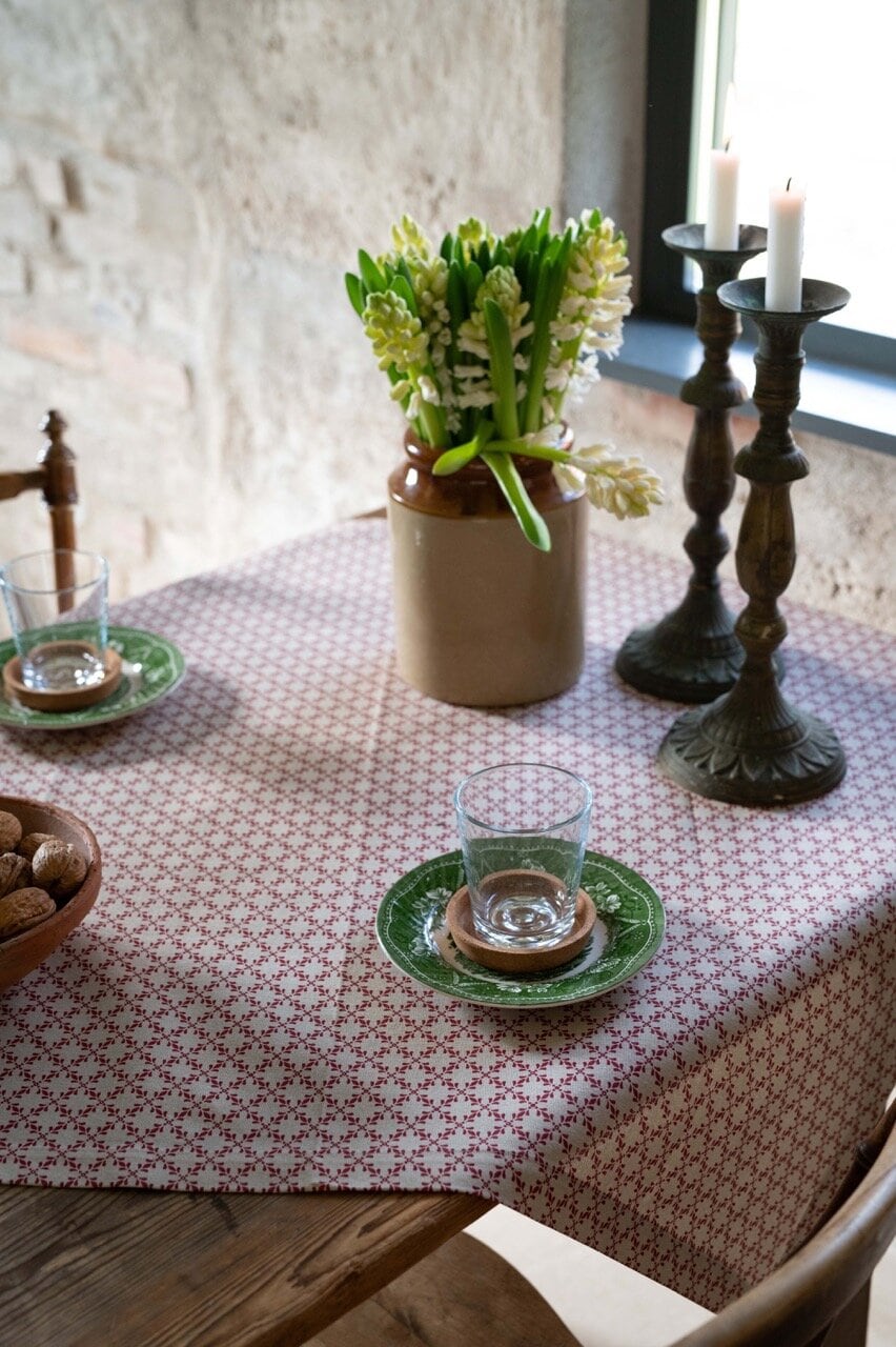 Table Cloth Ines Red/Linen