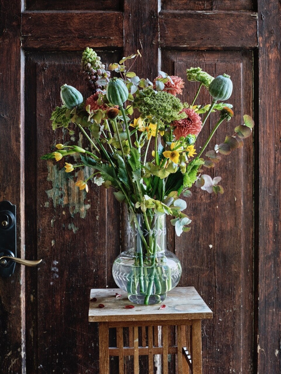 Vase Nora Etched Flowers