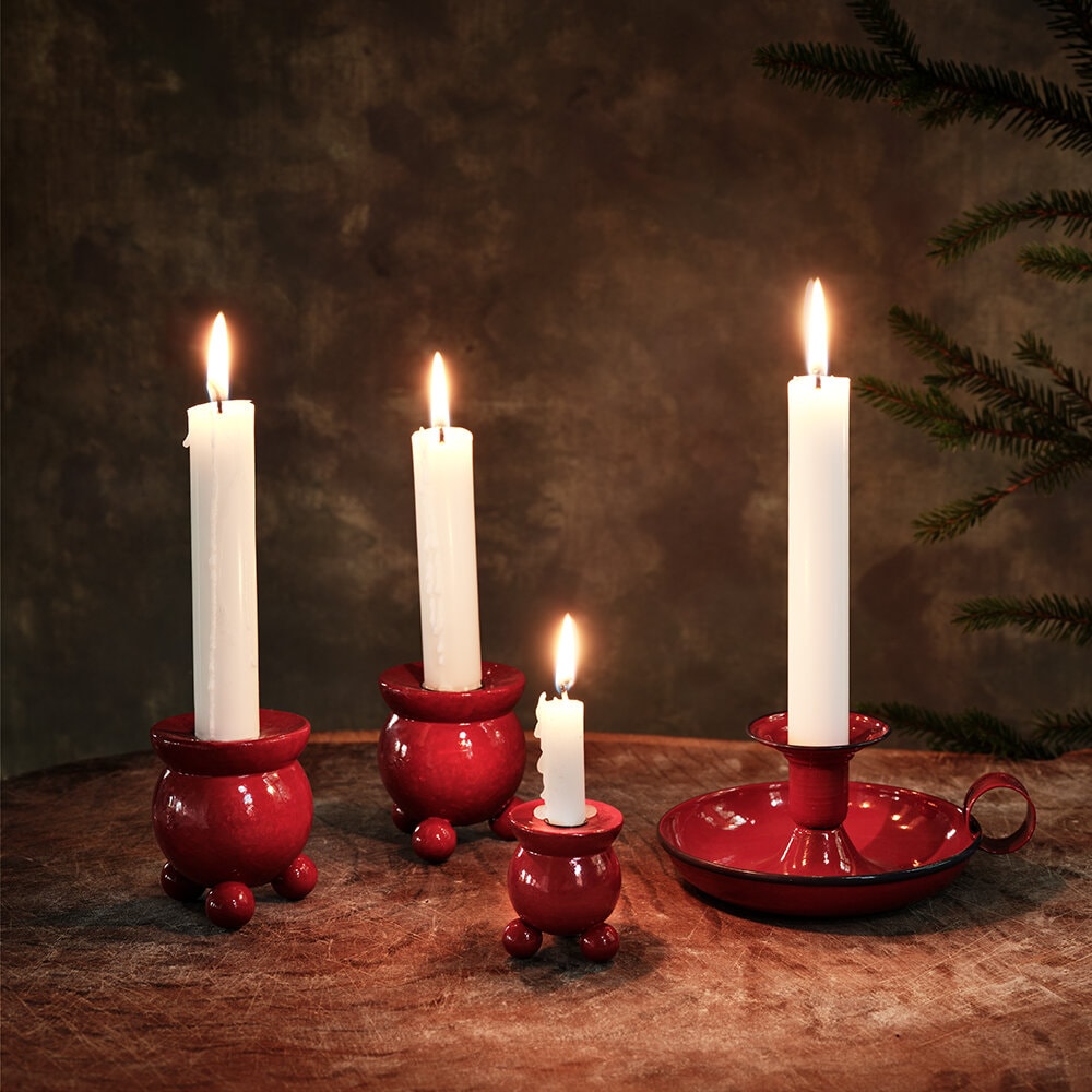 Round Candle Holder for Christmas Candle Red