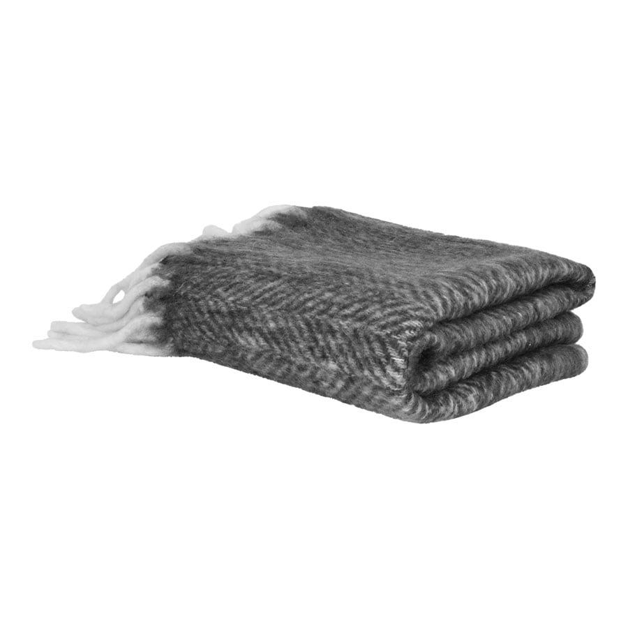 Wool Plaid Grey w. Light Fringes