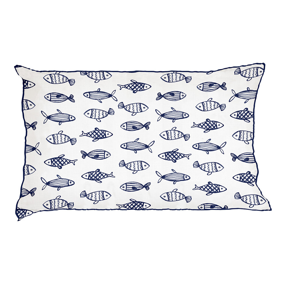 Cushion Cover Fiskevik 40 x 60 Blue/White