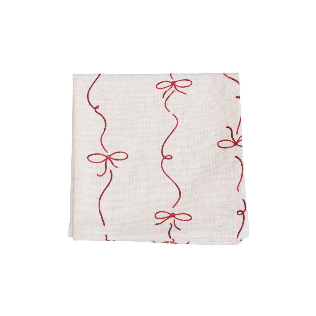 Napkin Bow White/Red