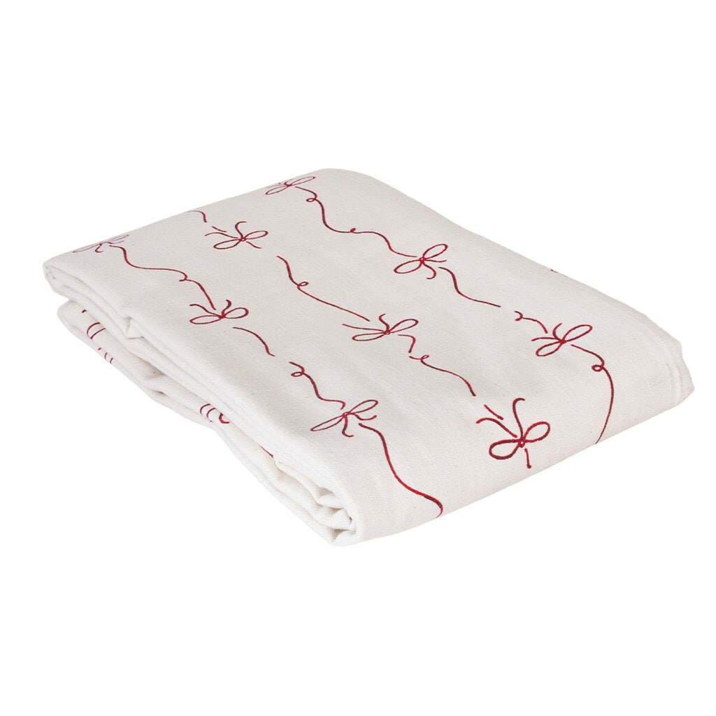 Table Cloth Bow White/Red