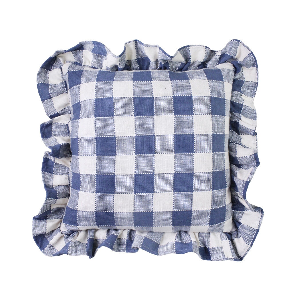 Cushion Cover Ida Check Blue/White