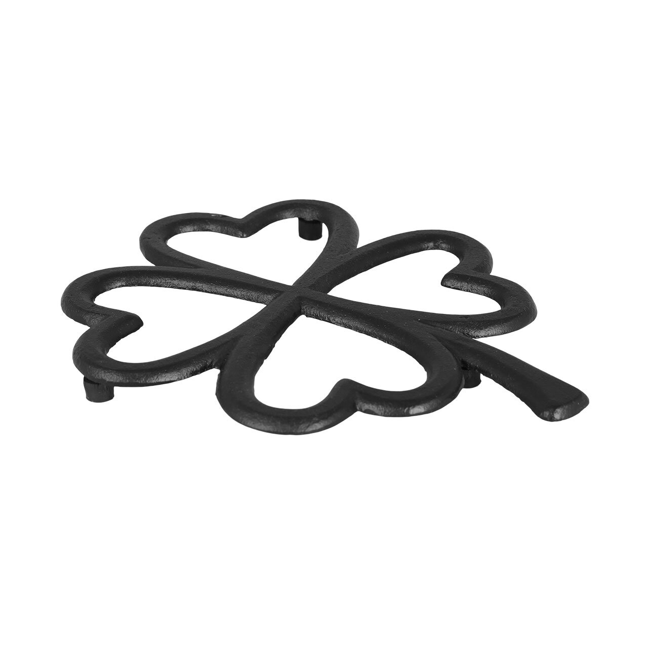 Trivet Four-Leaf Clover Cast Iron Black