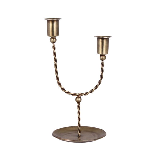 Candle Holder Estelle 2-armed Antique Brass