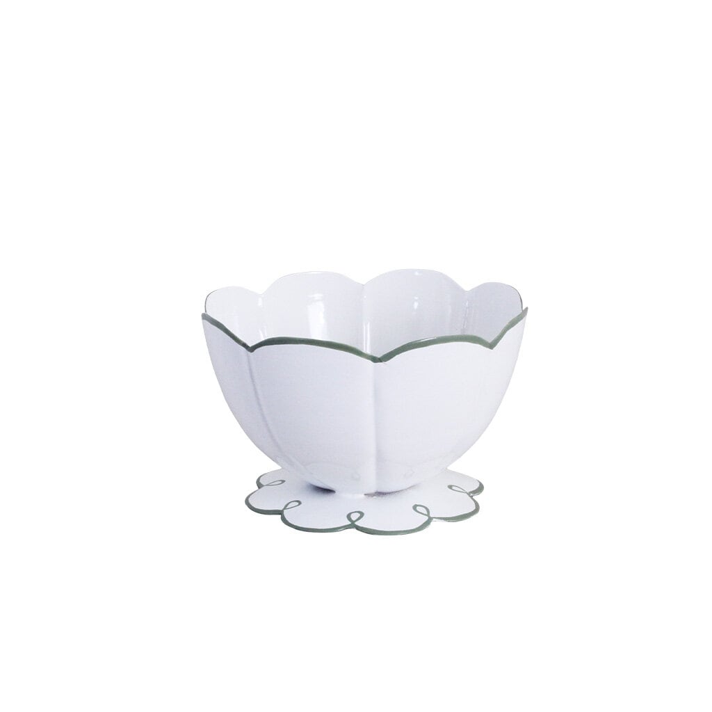 Bowl on Foot Saga White/Green Small