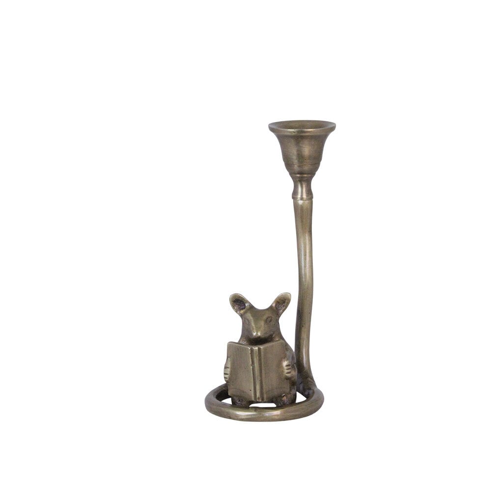 Candle Holder Mouse Antique Brass