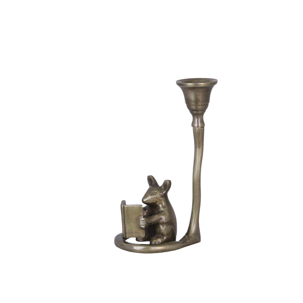 Candle Holder Mouse Antique Brass