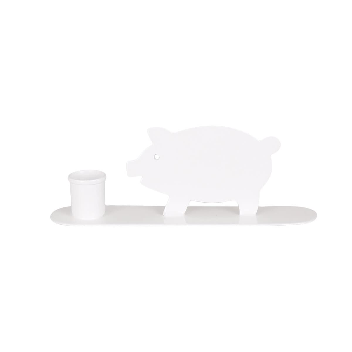 Candle Holder Pig White