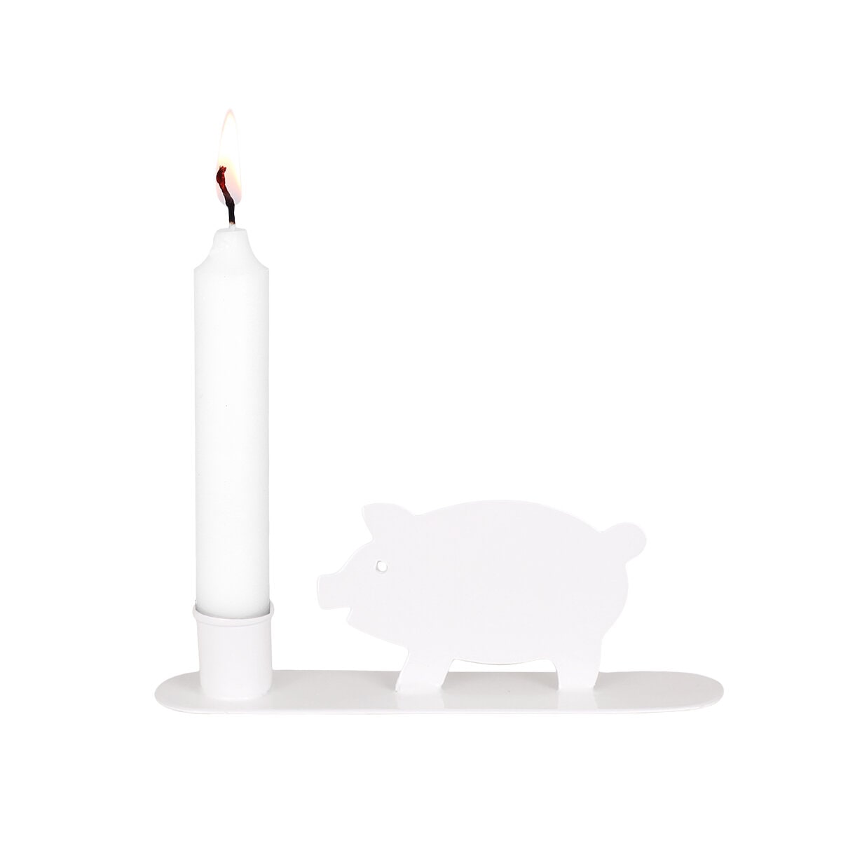 Candle Holder Pig White