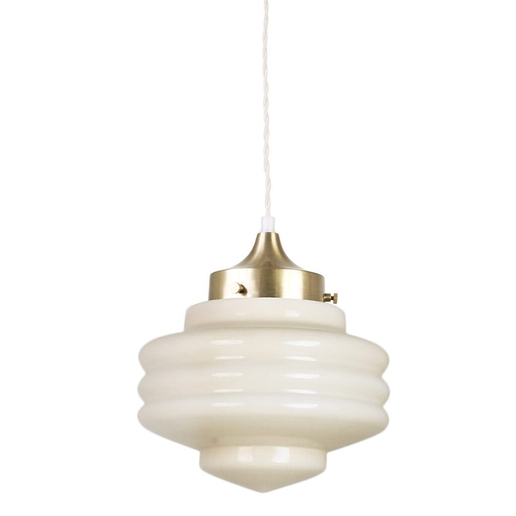 Pendant Lamp Valter w. Twisted Cord Brass/Opal Beige