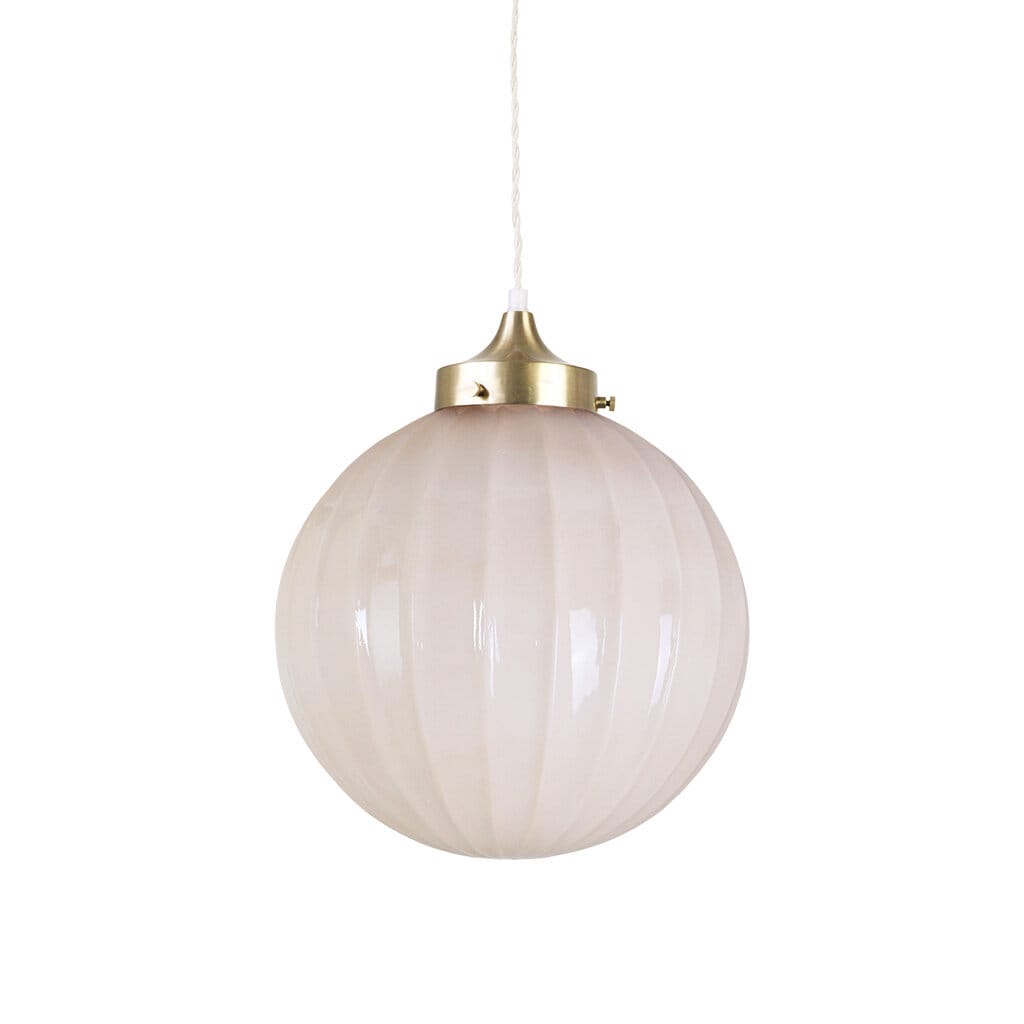 Pendant Lamp Marit w. Twisted Cord Brass/Opal Beige Large