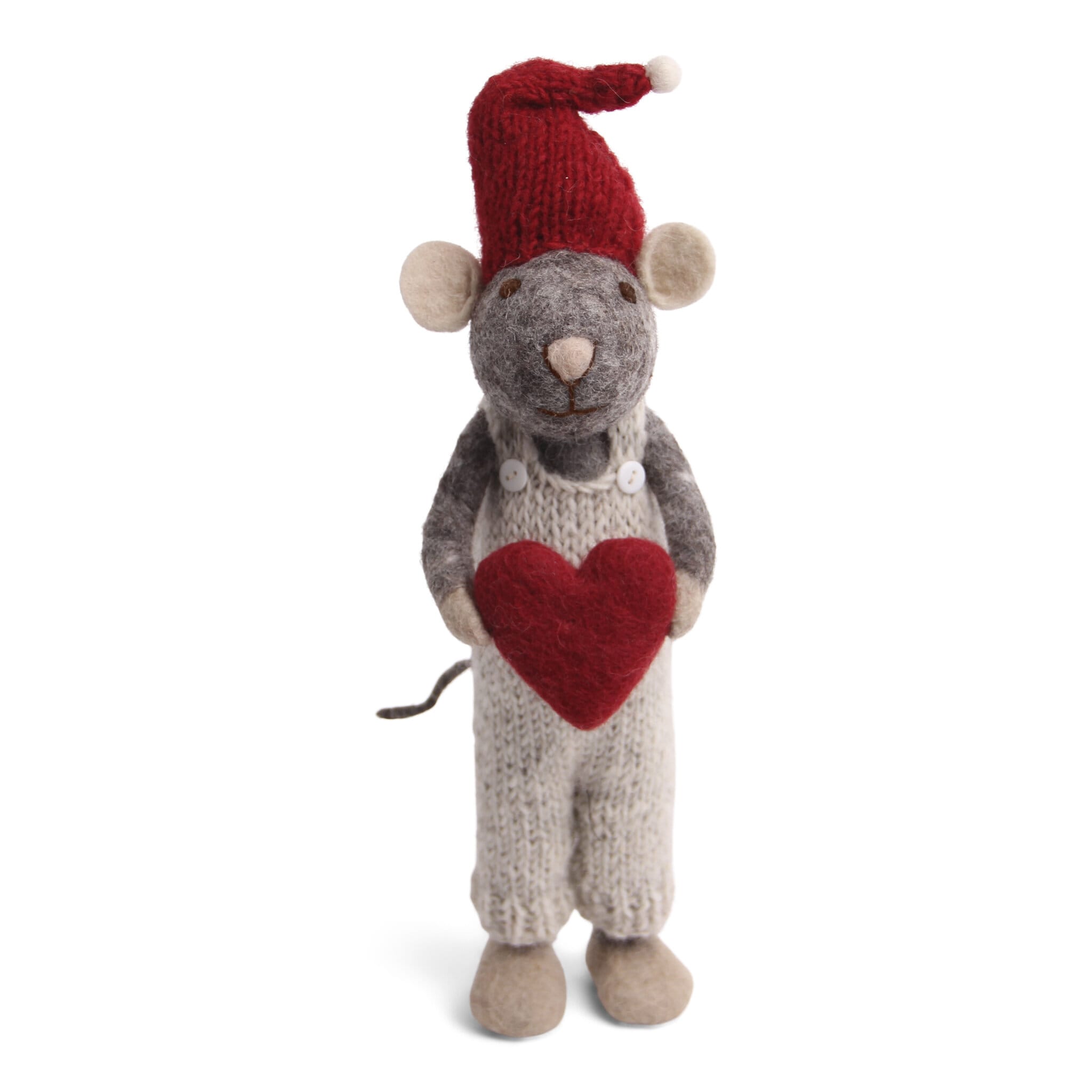 Grey Christmas Mouse w. Heart