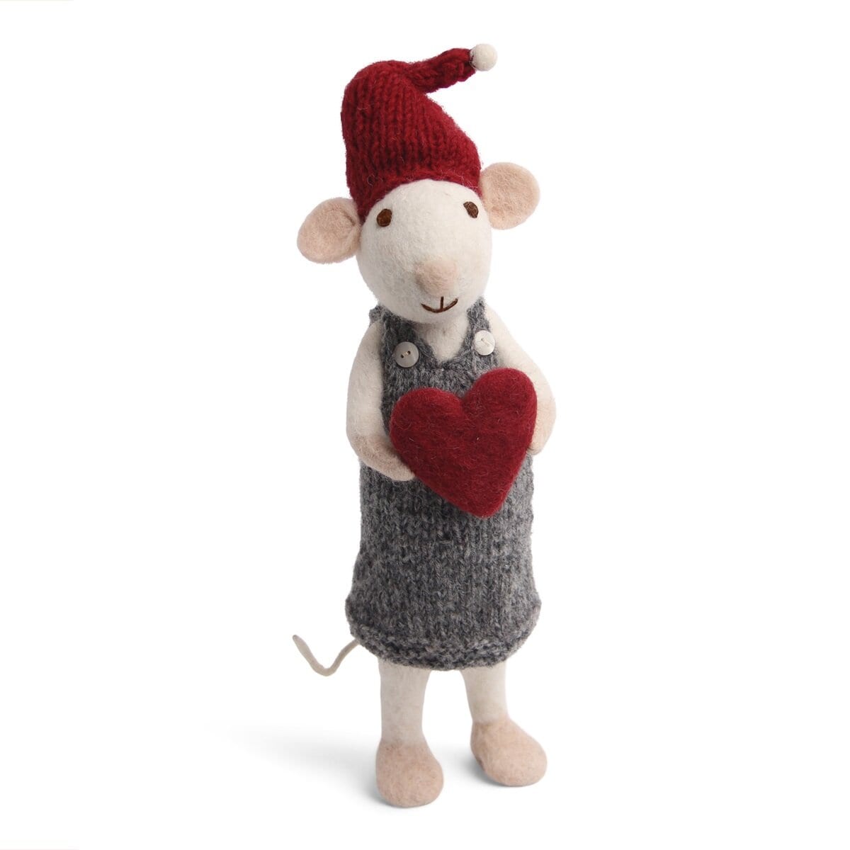 White Christmas Mouse w. Heart Large