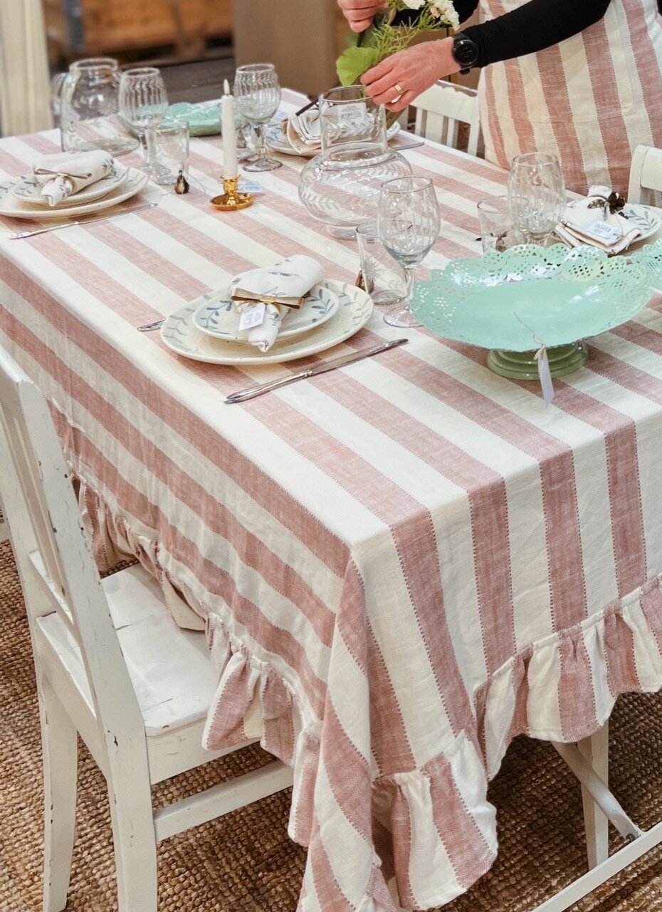 Table Cloth Ida Stripe Pink/White