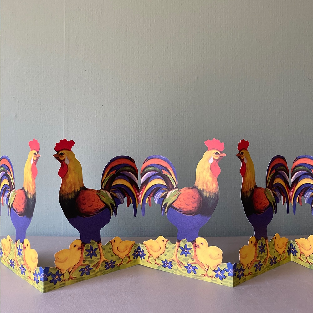 Fold Out Paper Row Rooster Large