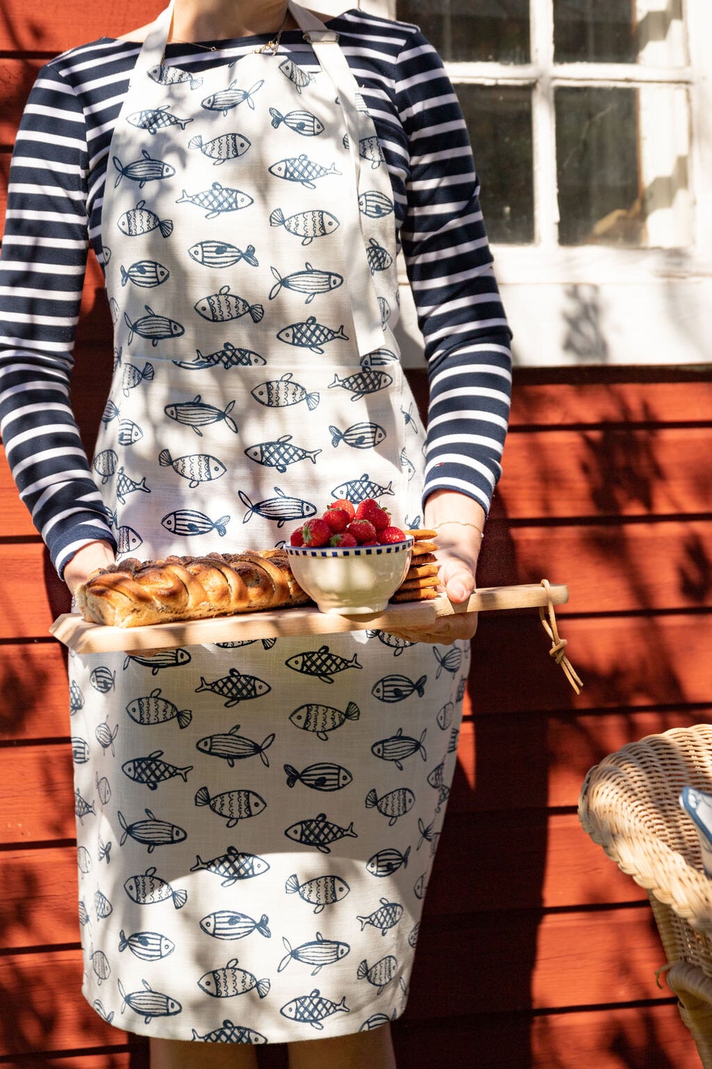 Apron Fiskevik Blue/White