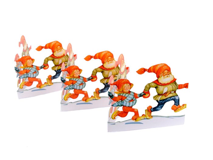 Fold Out Paper Row Dancing Santas